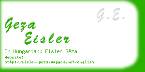 geza eisler business card